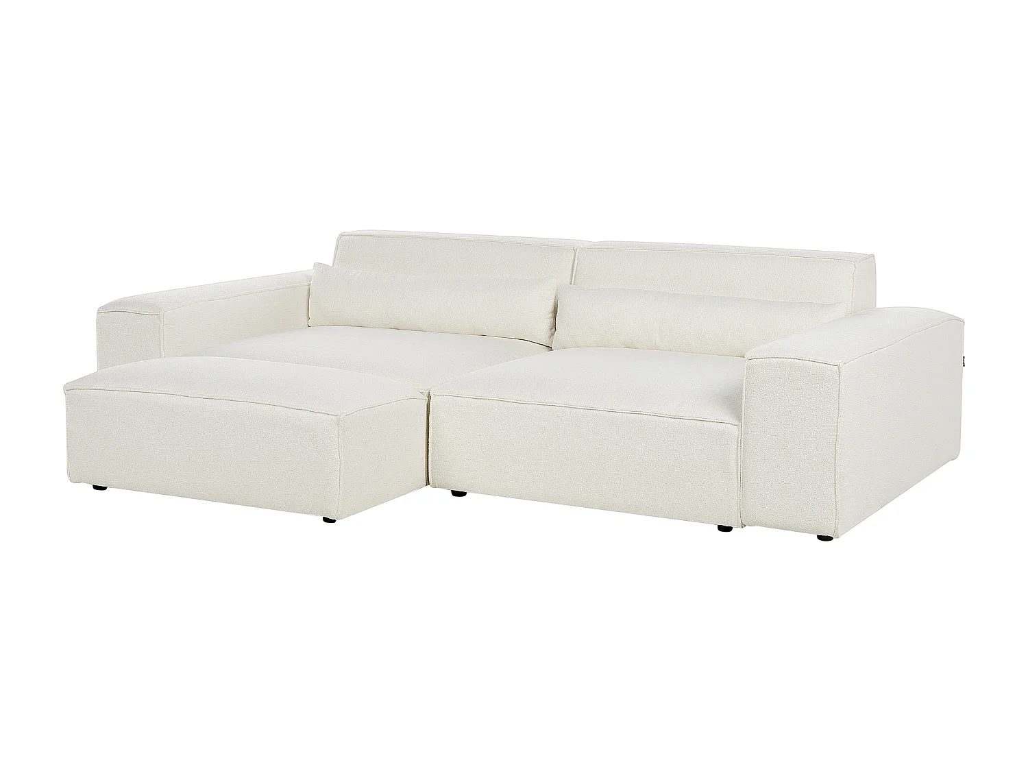 Canapé modulable HELLNAR Bouclé Blanc cassé avec ottoman 2 places