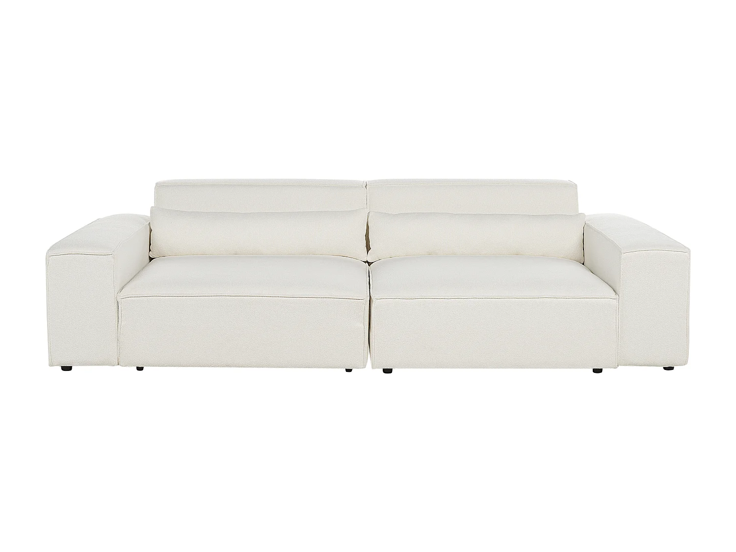 Canapé modulable HELLNAR Bouclé Blanc cassé avec ottoman 2 places