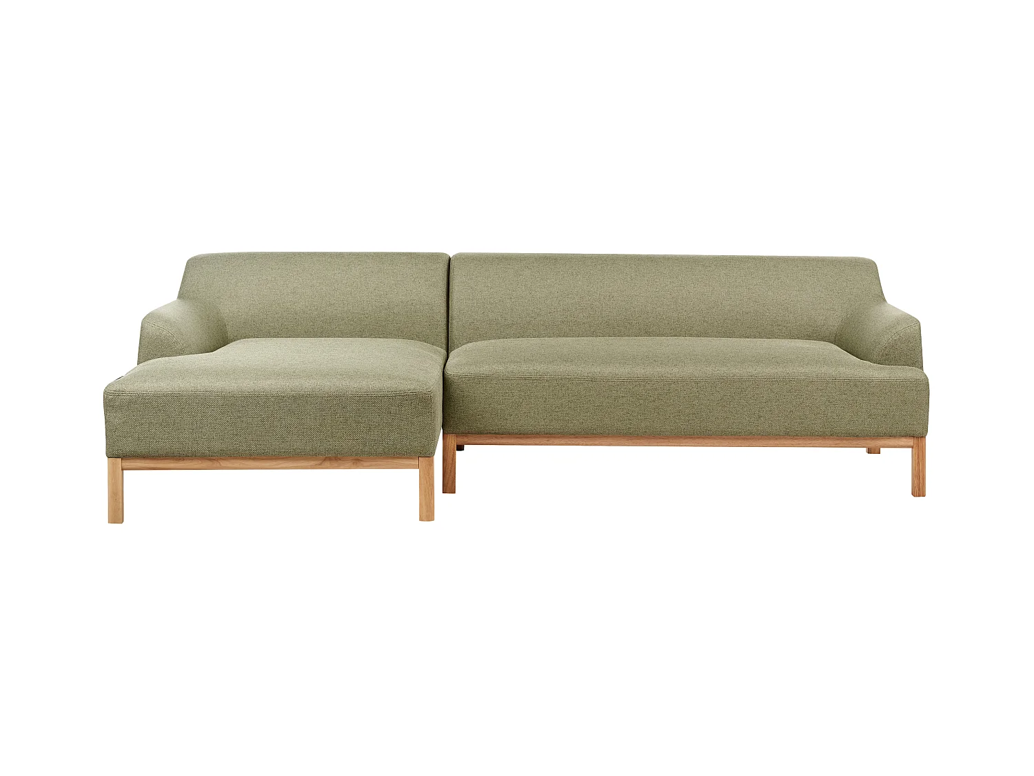 Canapé d'Angle à gauche Pieds en Bois Meuble Coin de Salon en Tissu Polyester Vert Olive Sosjo