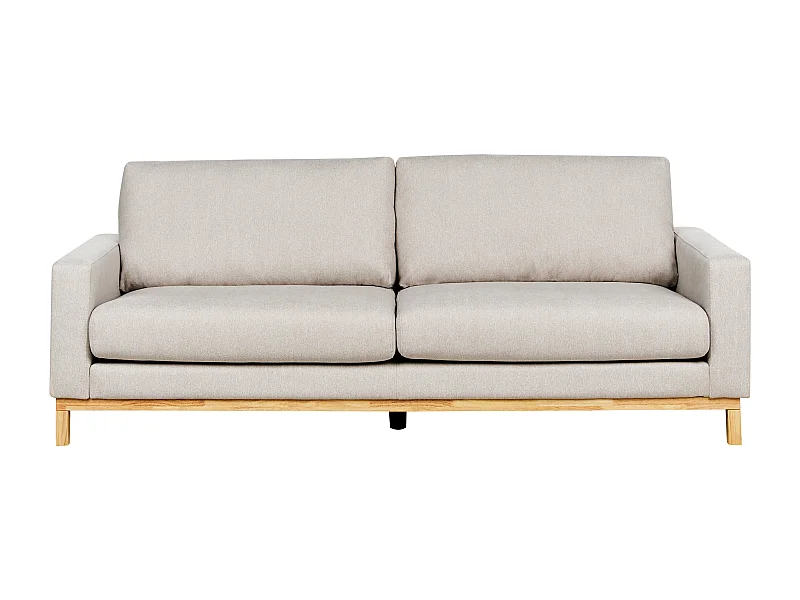 3-Sitzer Sofa Stoffbezug Beige mit Sitzkissen Armlehnen Holzbeinen Siggard