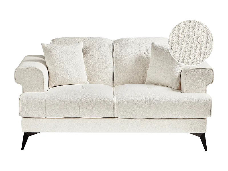 Sofa SKIVE Bouclé Weiss 2-Sitzer