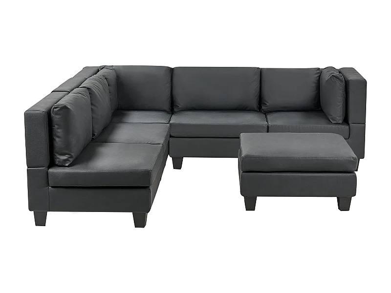Canapé d'angle modulable 5 places UNSTAD Cuir PU Noir Côté droit