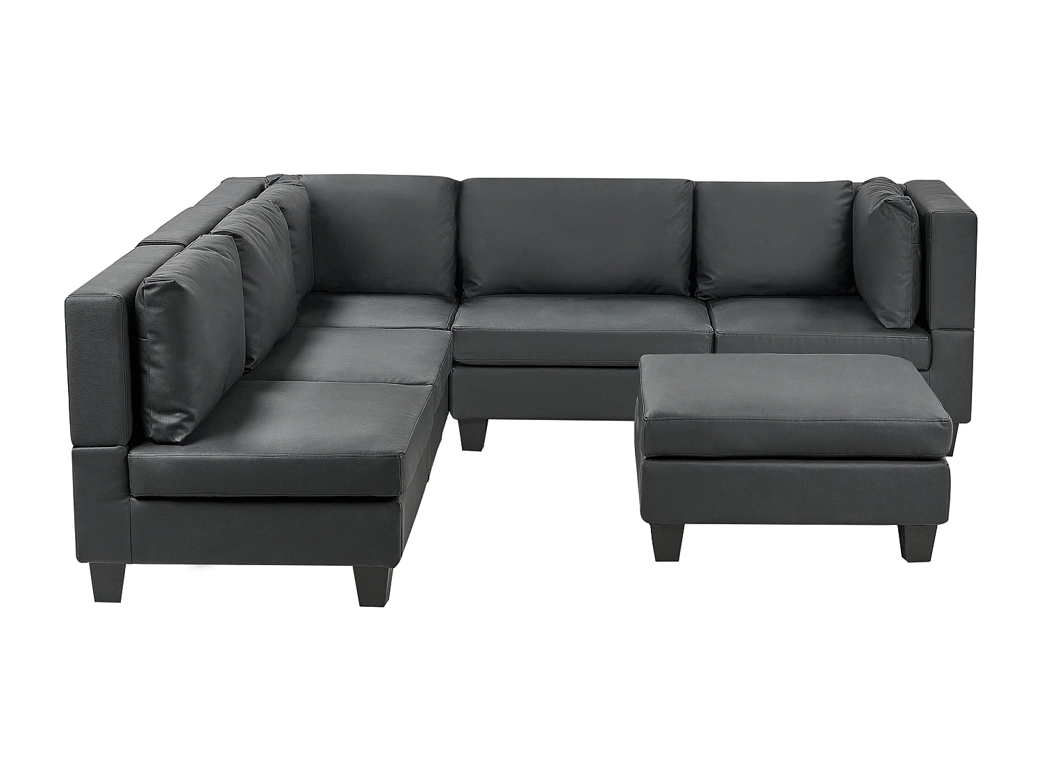 Canapé d'angle modulable 5 places UNSTAD Cuir PU Noir Côté droit