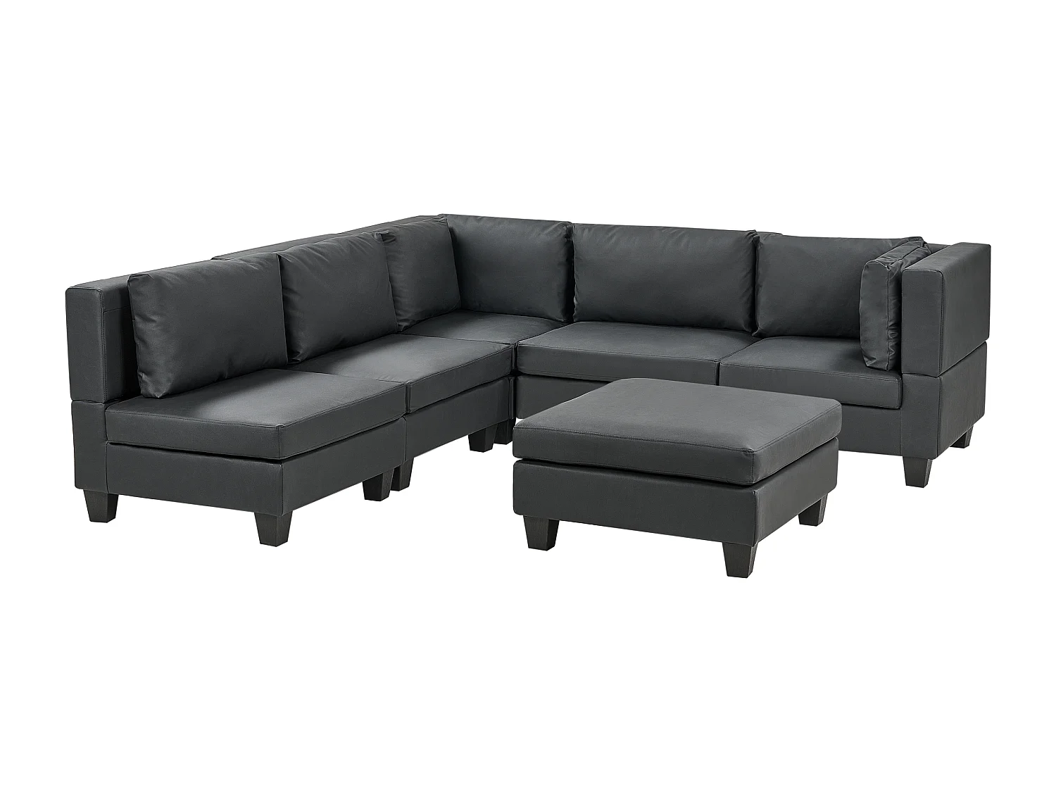 Canapé d'angle modulable 5 places UNSTAD Cuir PU Noir Côté droit