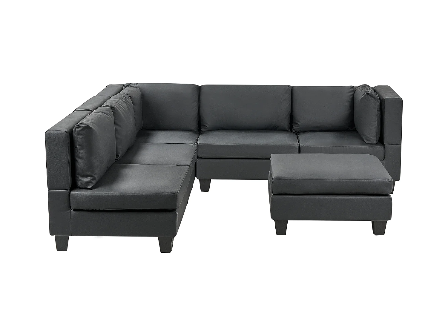 Canapé d'angle modulable 5 places UNSTAD Cuir PU Noir Côté droit