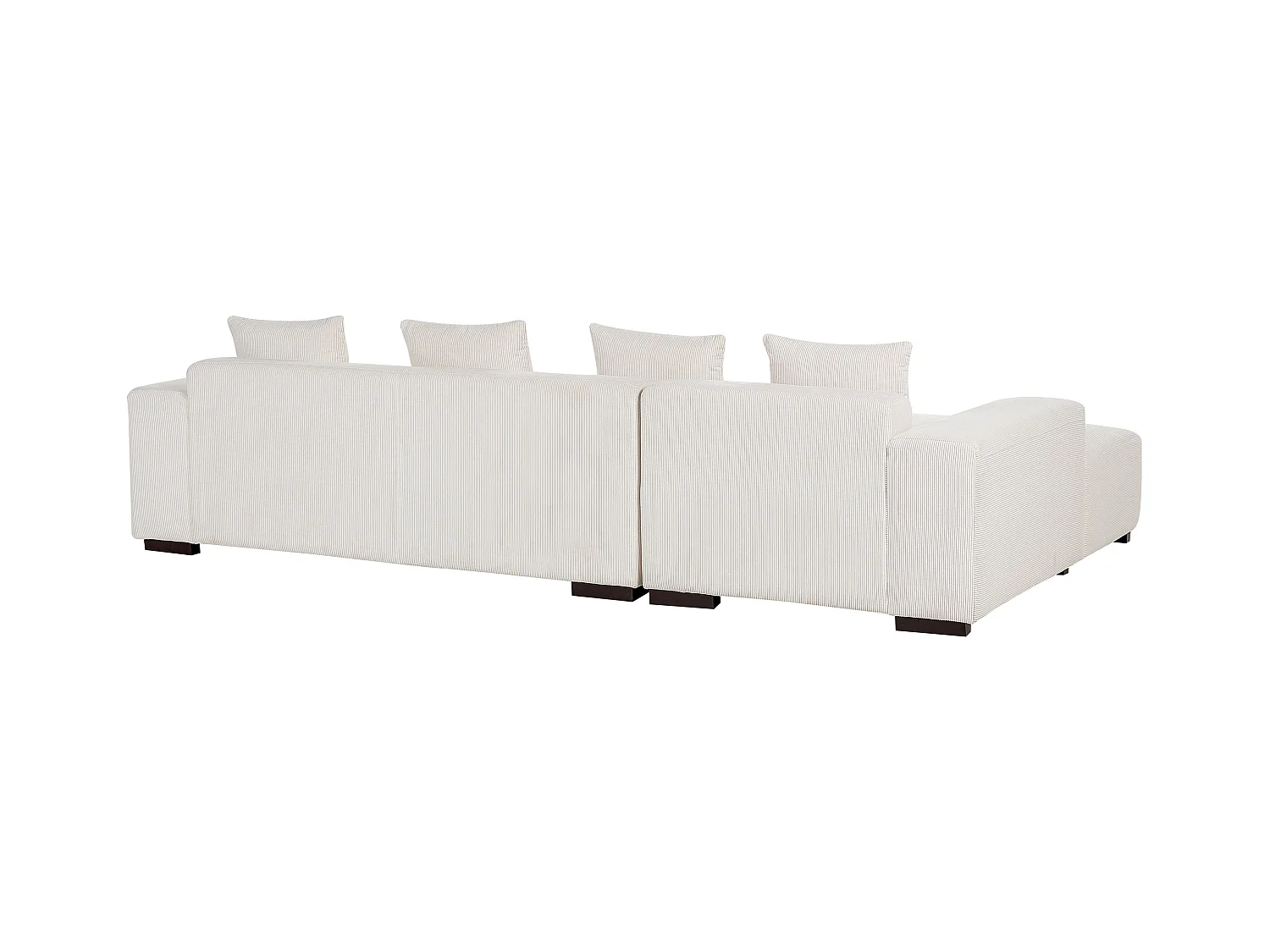 Ecksofa LUNGO Cord Cremeweiss mit Ottomane 4-Sitzer rechtsseitig