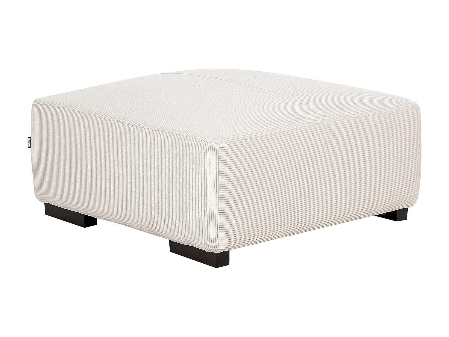 Canapé Angle à Droite 4 Places en Velours Côtelé Blanc Cassé 4 Coussins en Plus et Ottoman Lungo