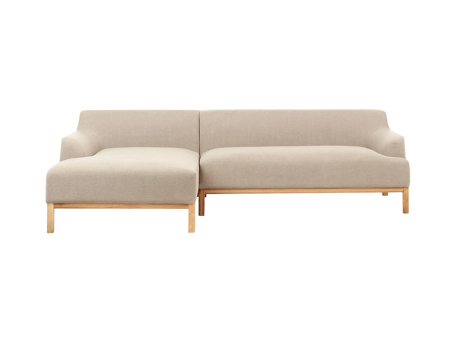 Canapé d'Angle à gauche Pieds en Bois Meuble Coin de Salon en Tissu Polyester Taupe Sosjo