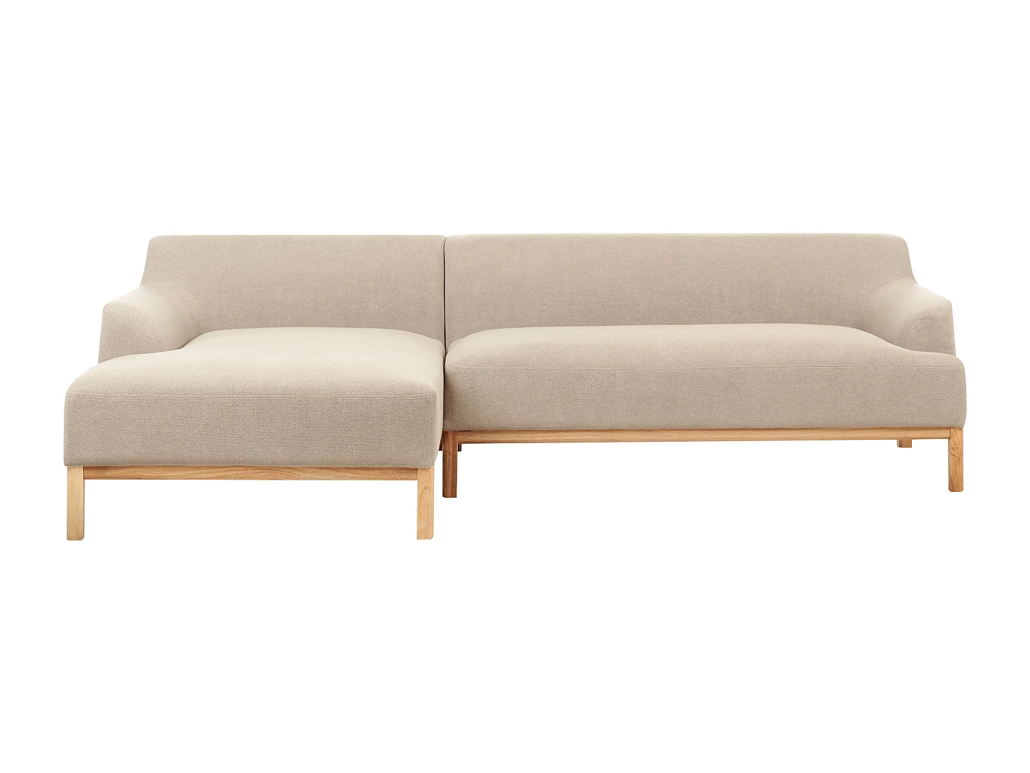 Canapé d'Angle à gauche Pieds en Bois Meuble Coin de Salon en Tissu Polyester Taupe Sosjo