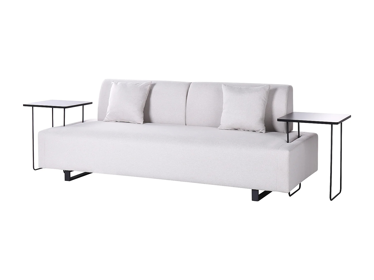 3-Sitzer Sofa Abnehmbare Armlehnen und Rückenlehne mit 2 Beistelltischen Beige Sokna