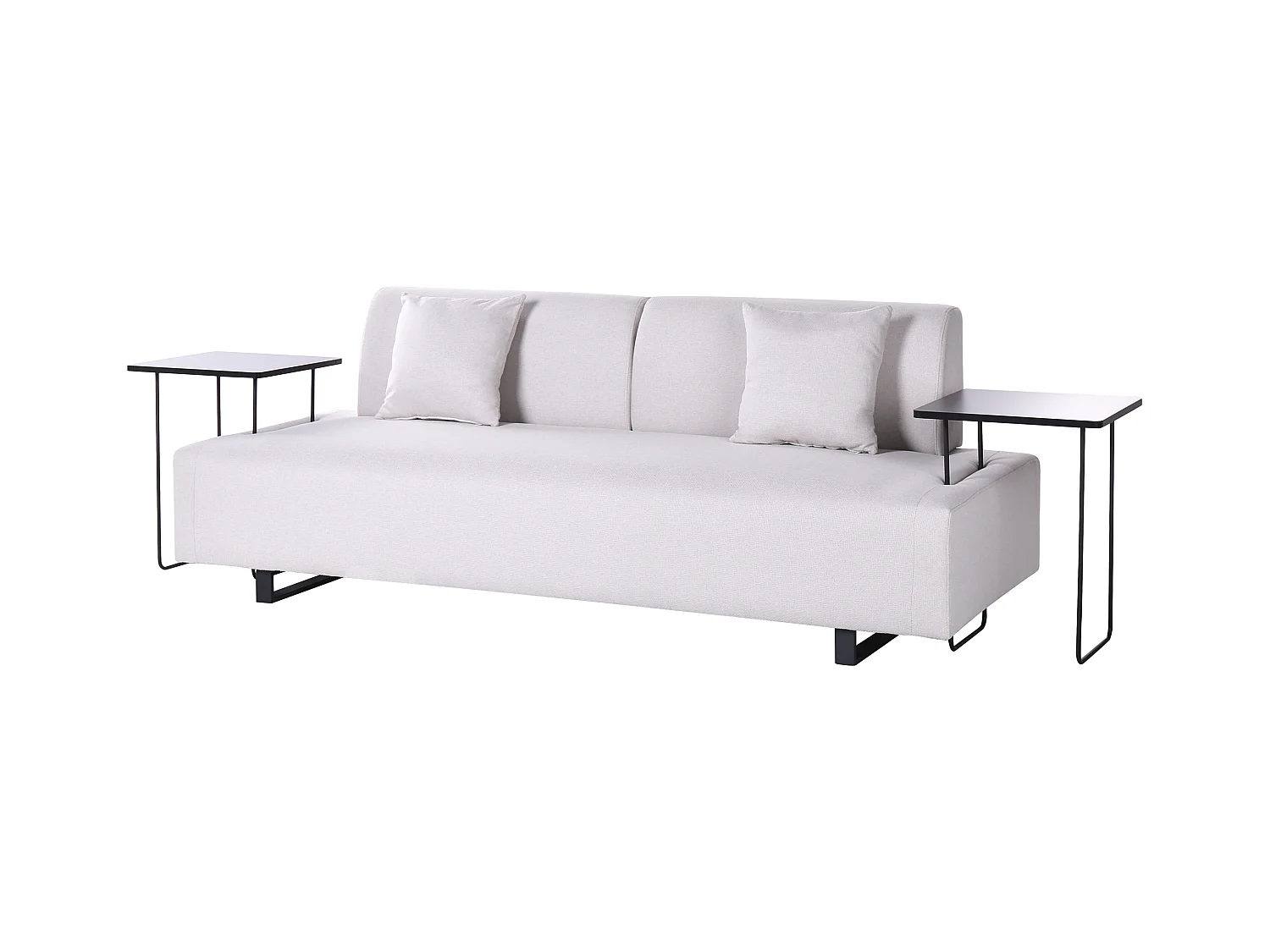 Canapé 3 places SOKNA Tissu Beige clair avec tables