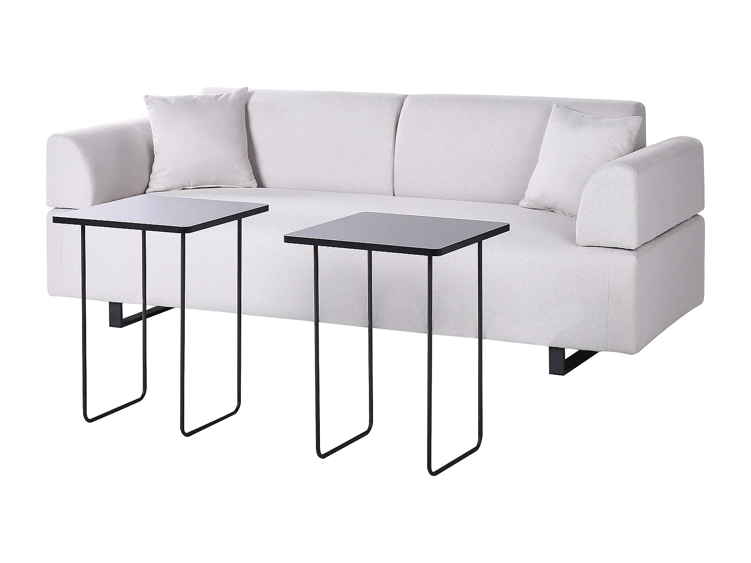 3-Sitzer Sofa Abnehmbare Armlehnen und Rückenlehne mit 2 Beistelltischen Beige Sokna