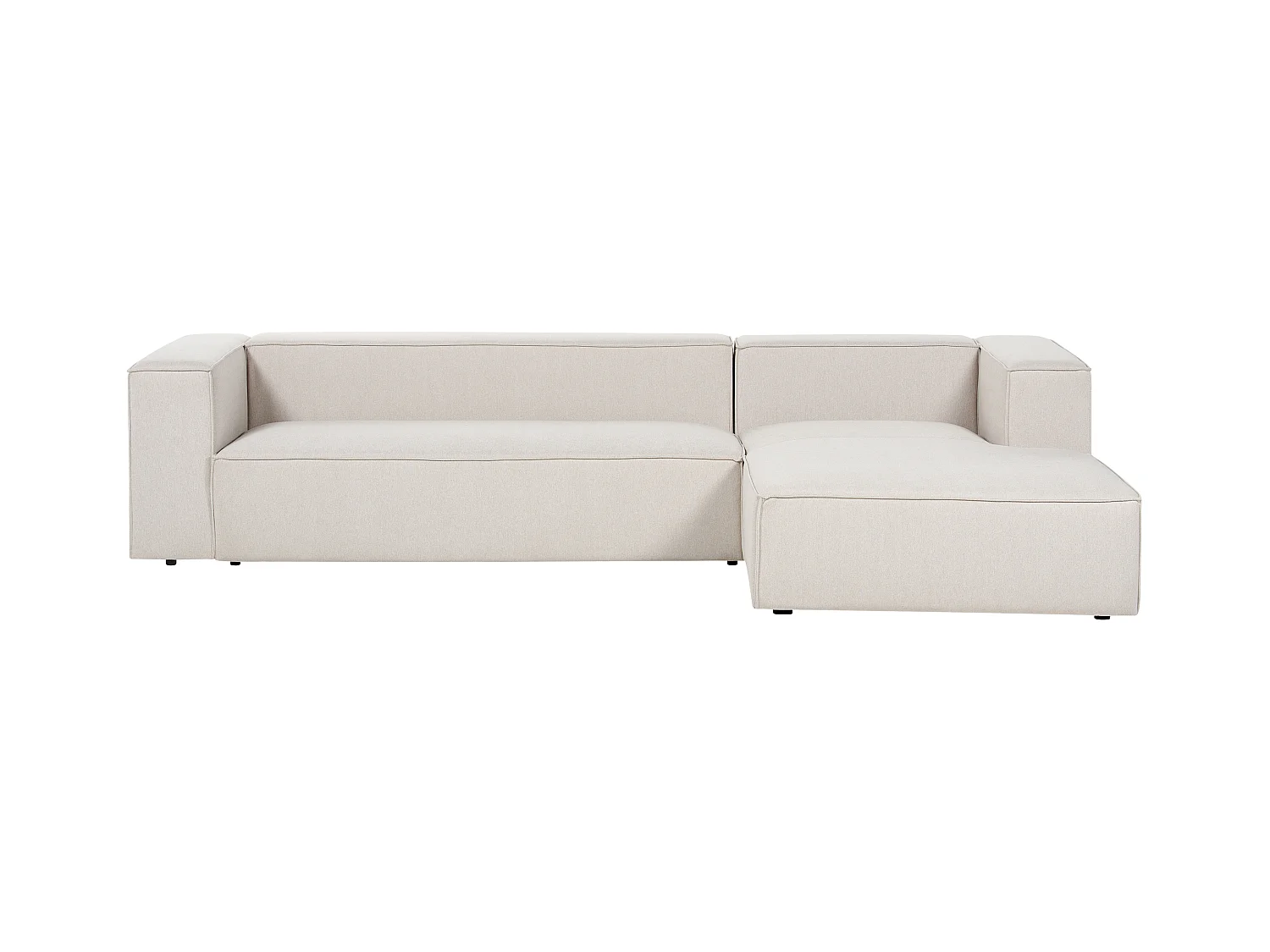 Canapé d'Angle Côté droite 3 Places en Velours Beige Minimaliste Rembourré Vernon