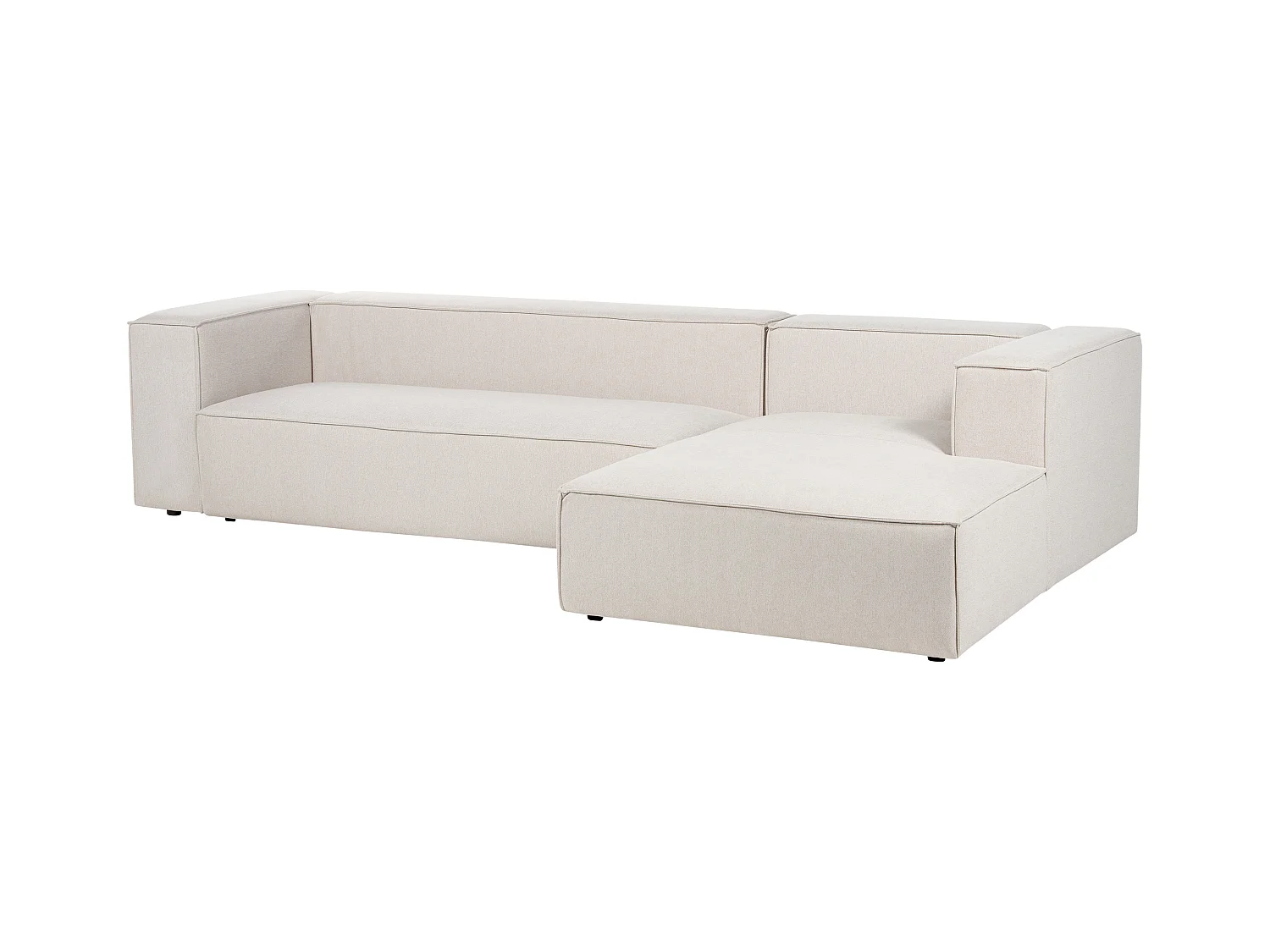Canapé d'Angle Côté droite 3 Places en Velours Beige Minimaliste Rembourré Vernon