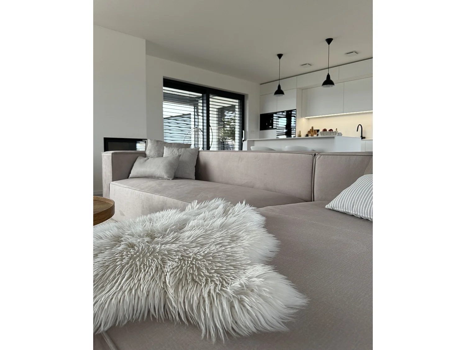 Ecksofa VERNON Stoff Hellbeige 3-Sitzer linksseitig