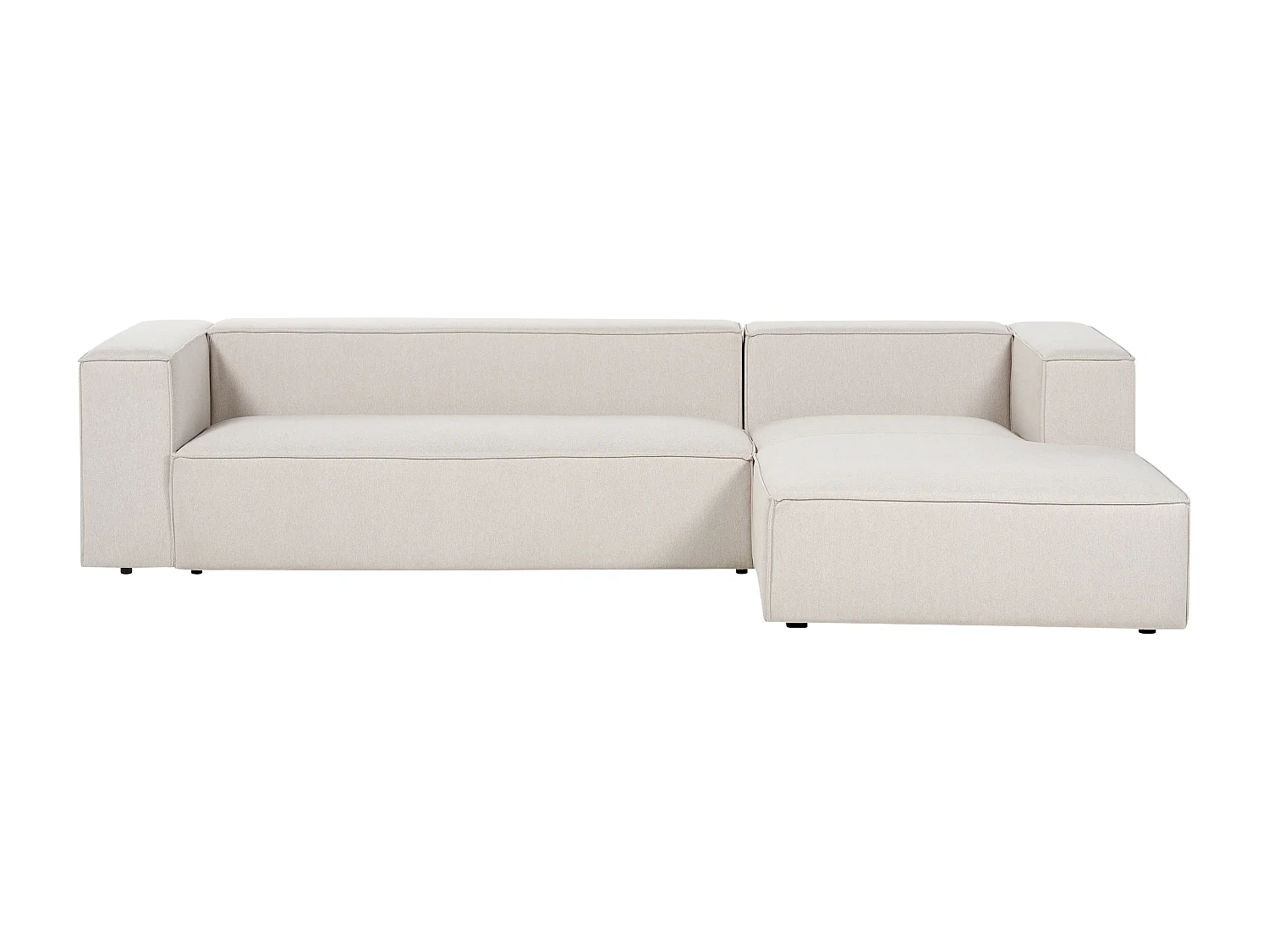 Canapé d'angle VERNON Tissu Beige clair 3 places Côté gauche