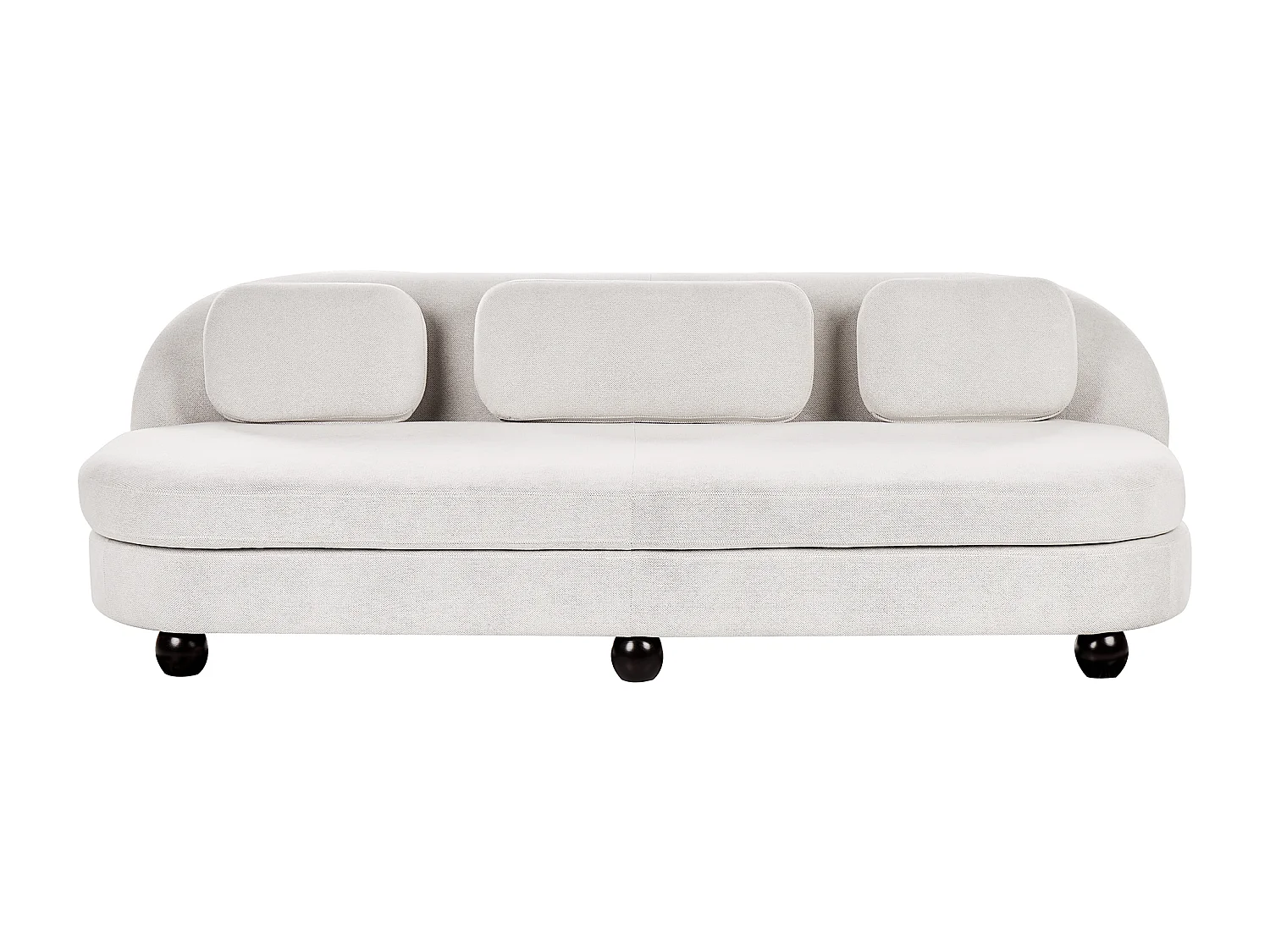 Sofa FANSEN Stoff Cremeweiss mit Kissen 3-Sitzer