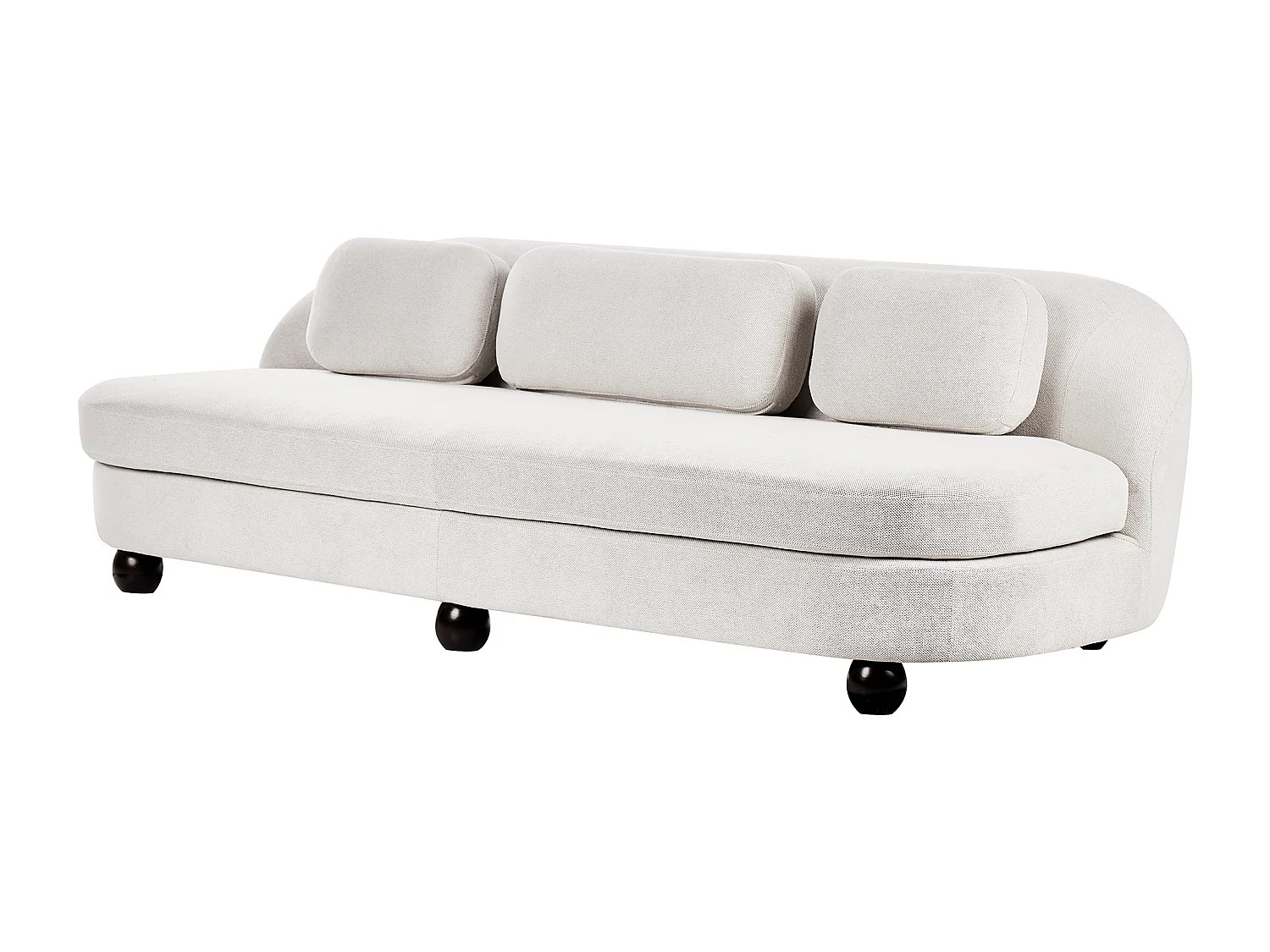 Canapé 3 places FANSEN Tissu Blanc cassé avec coussin