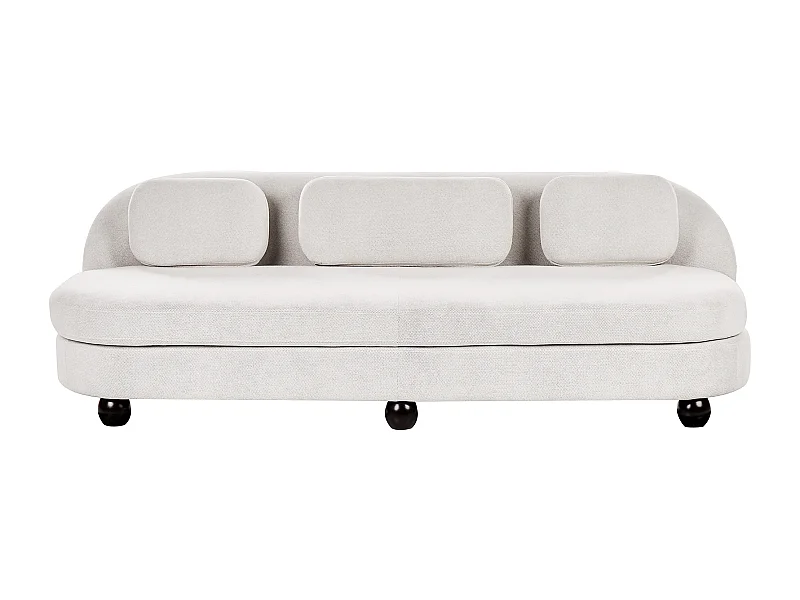 Sofa FANSEN Stoff Cremeweiss mit Kissen 3-Sitzer
