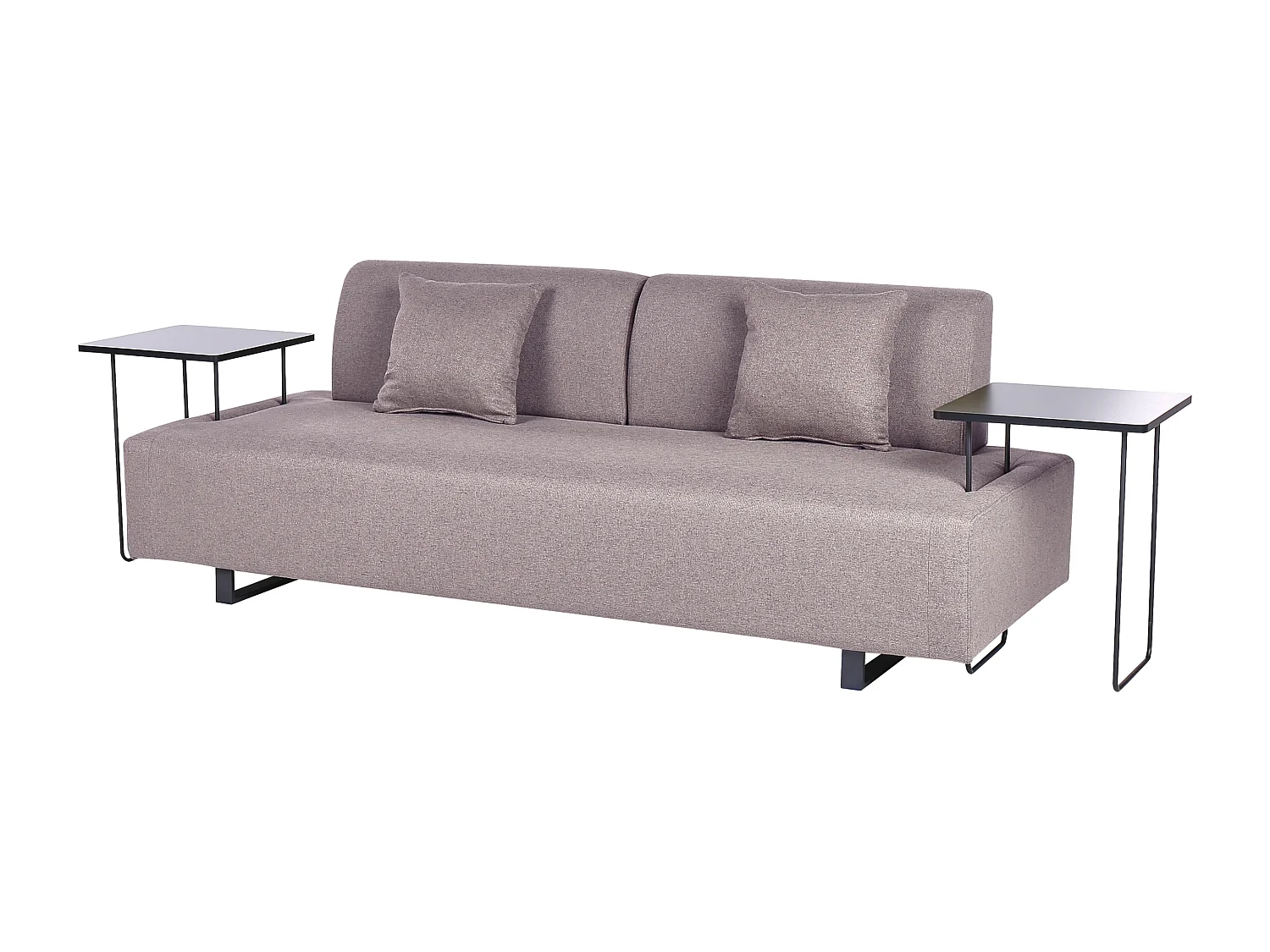 Sofa SOKNA Jasnobrązowy ze stolikami dla 3 osób