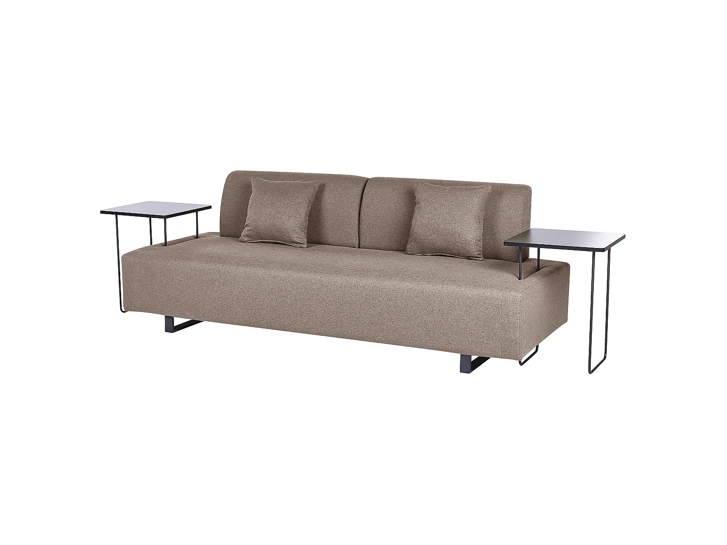 Sofa 3 Seater SOKNA Fabric Taupe with Tables