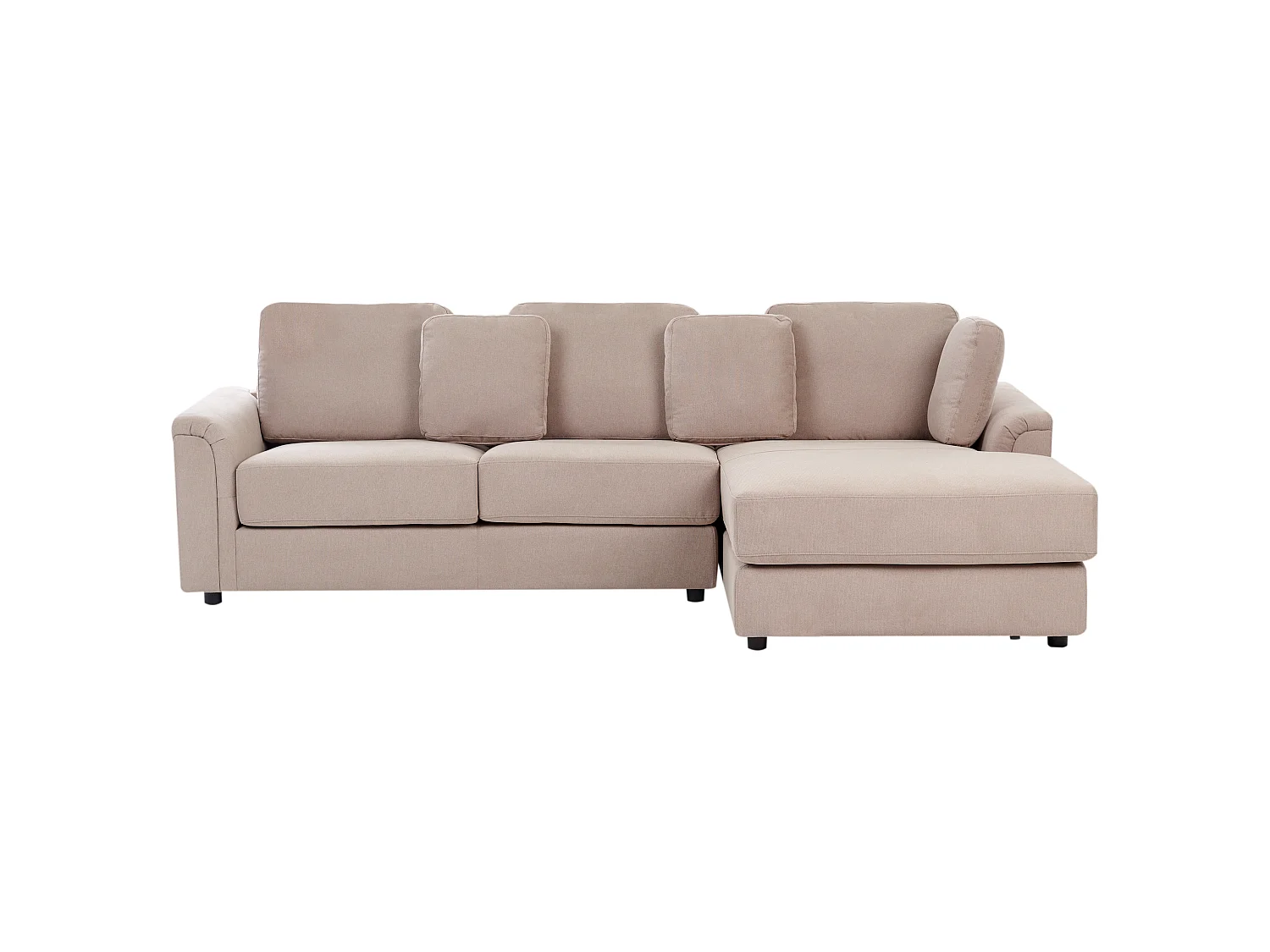 Canapé d'angle KOHLO Tissu Taupe avec ottoman 4 places Côté gauche