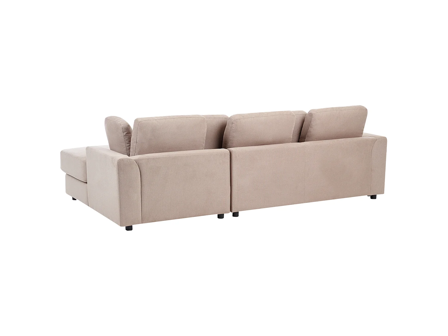 Canapé d'angle KOHLO Tissu Taupe avec ottoman 4 places Côté gauche