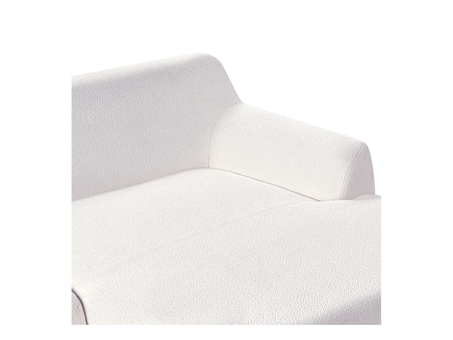 Canapé d'Angle à droite Pieds en Bois Meuble Coin de Salon en Tissu Bouclé Blanc Cassé Sosjo