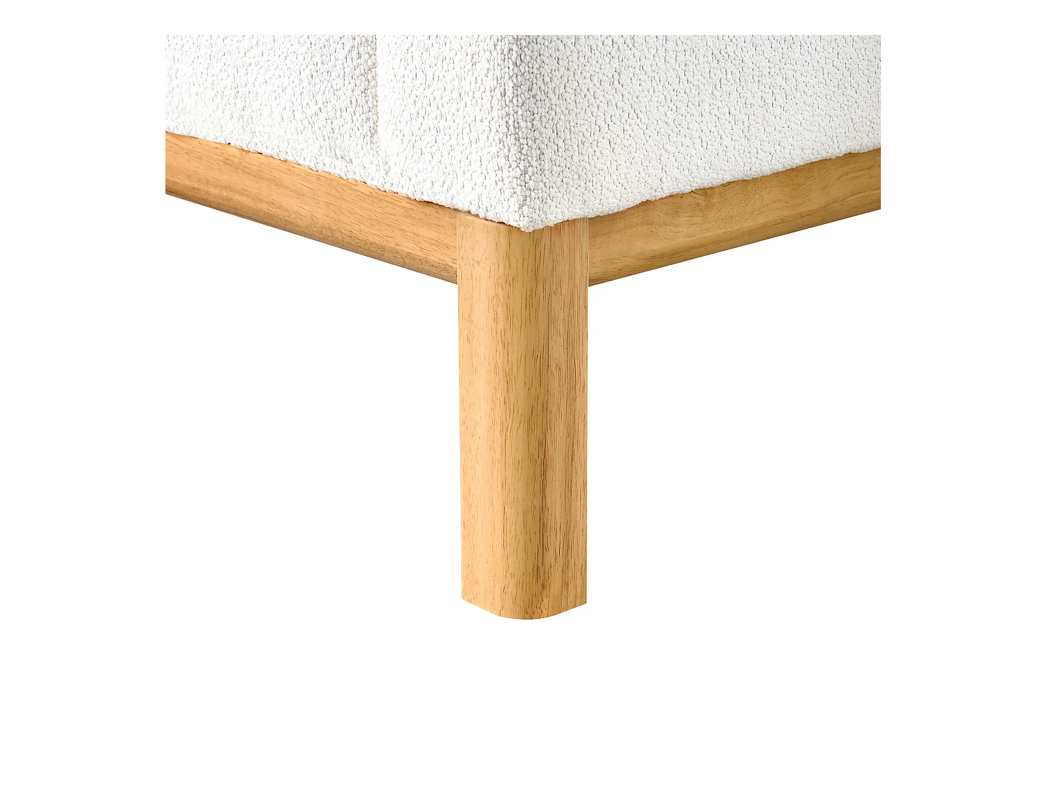 Canapé d'Angle à droite Pieds en Bois Meuble Coin de Salon en Tissu Bouclé Blanc Cassé Sosjo