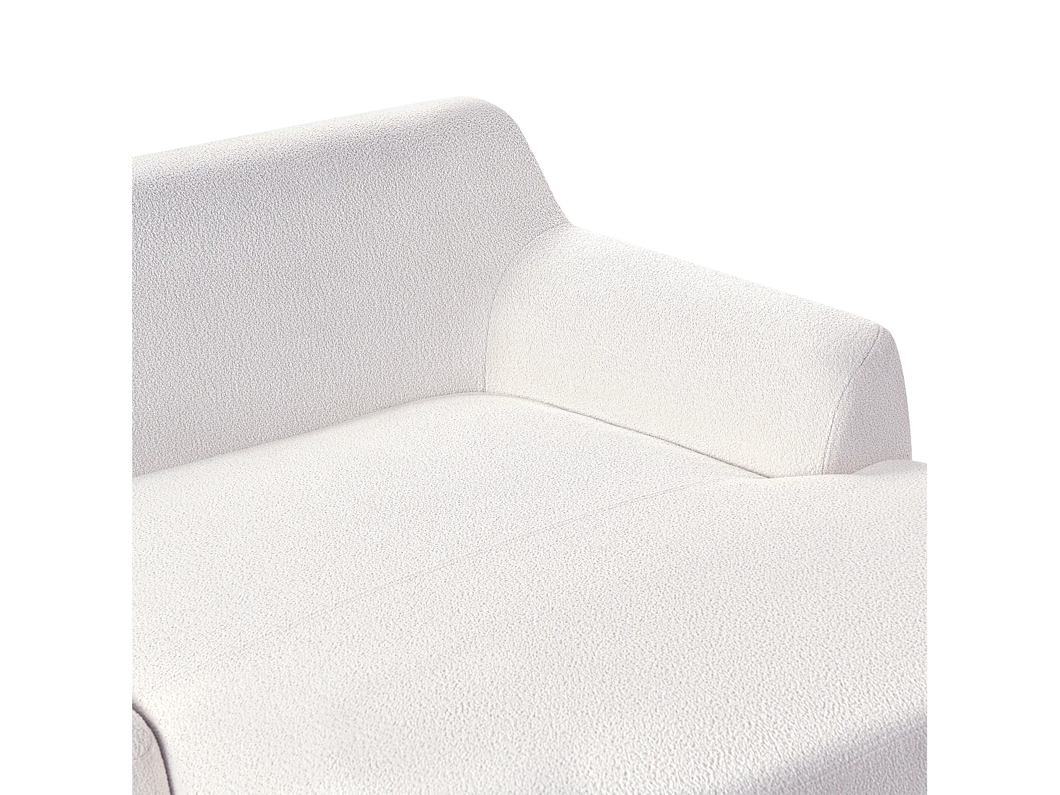 Canapé d'Angle à Gauche Pieds en Bois Meuble Coin de Salon en Tissu Bouclé Blanc Cassé Sosjo