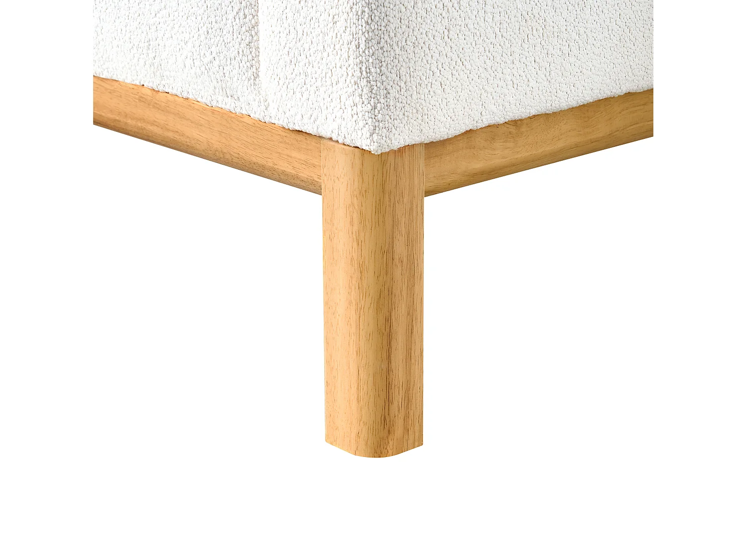 Canapé d'Angle à Gauche Pieds en Bois Meuble Coin de Salon en Tissu Bouclé Blanc Cassé Sosjo