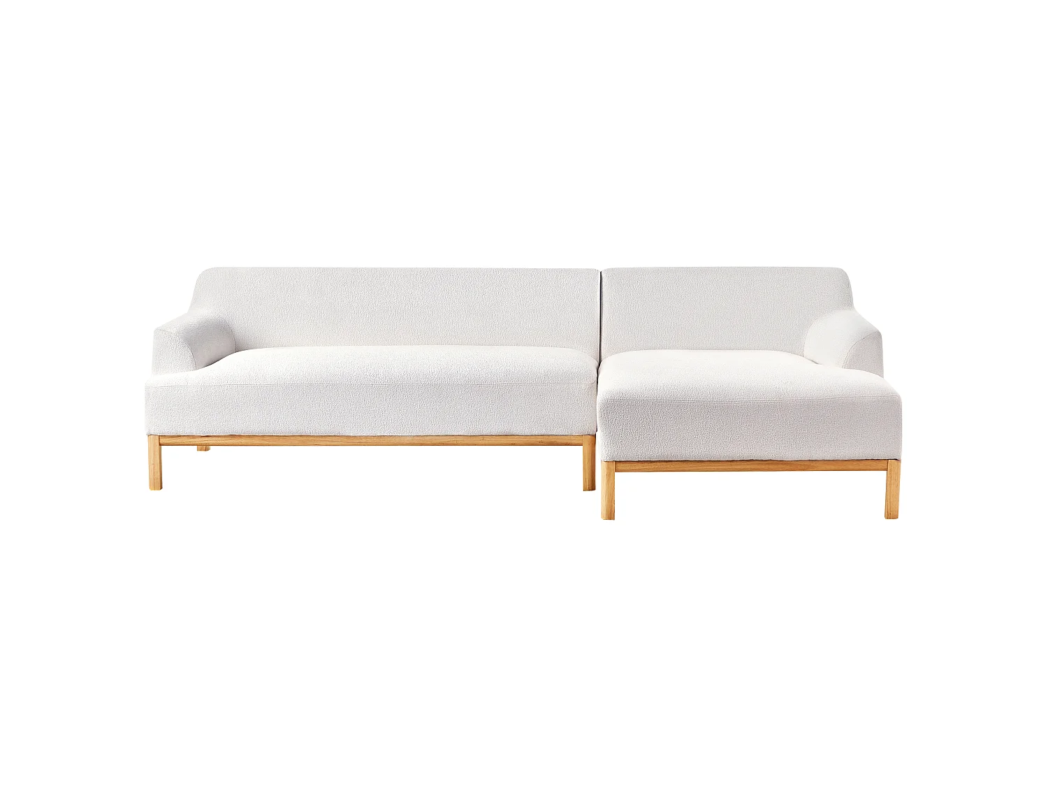 Sofá de canto SOSJO Bouclé Branco creme 3 lugares à esquerda