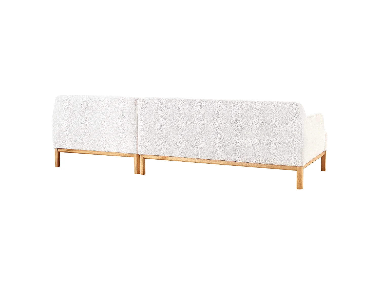 Sofá de canto SOSJO Bouclé Branco creme 3 lugares à esquerda