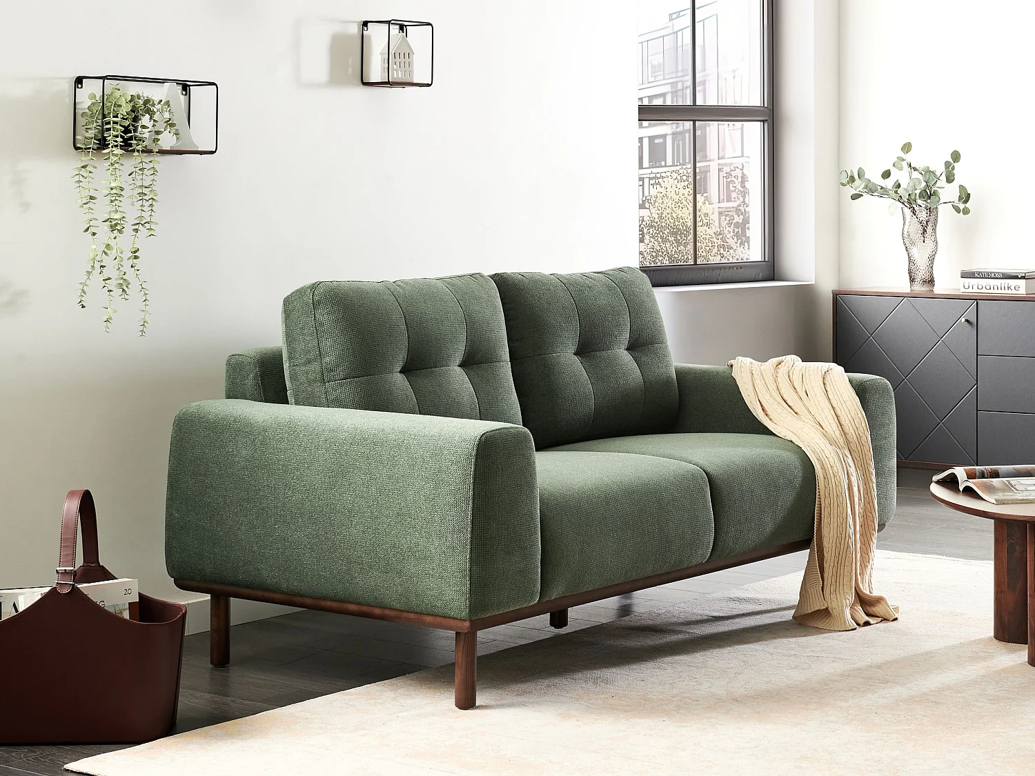 Canapé 2 places LAURILA Tissu Vert