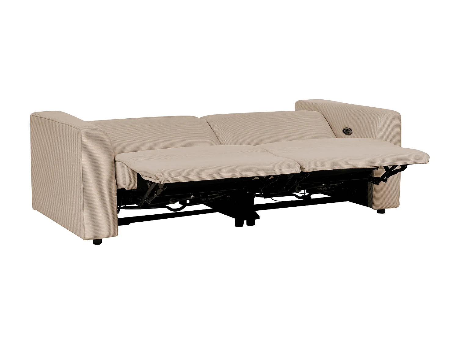 Stoffsofa 2-Sitzer elektrisch verstellbar mit USB-Anschluss Cord Sandbeige ULVEN