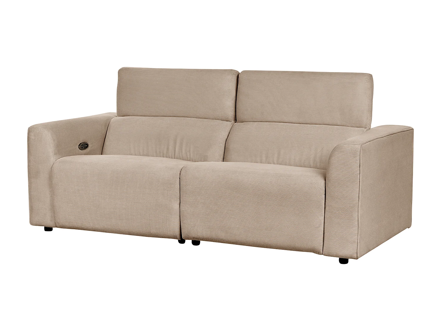 Stoffsofa 2-Sitzer elektrisch verstellbar mit USB-Anschluss Cord Sandbeige ULVEN