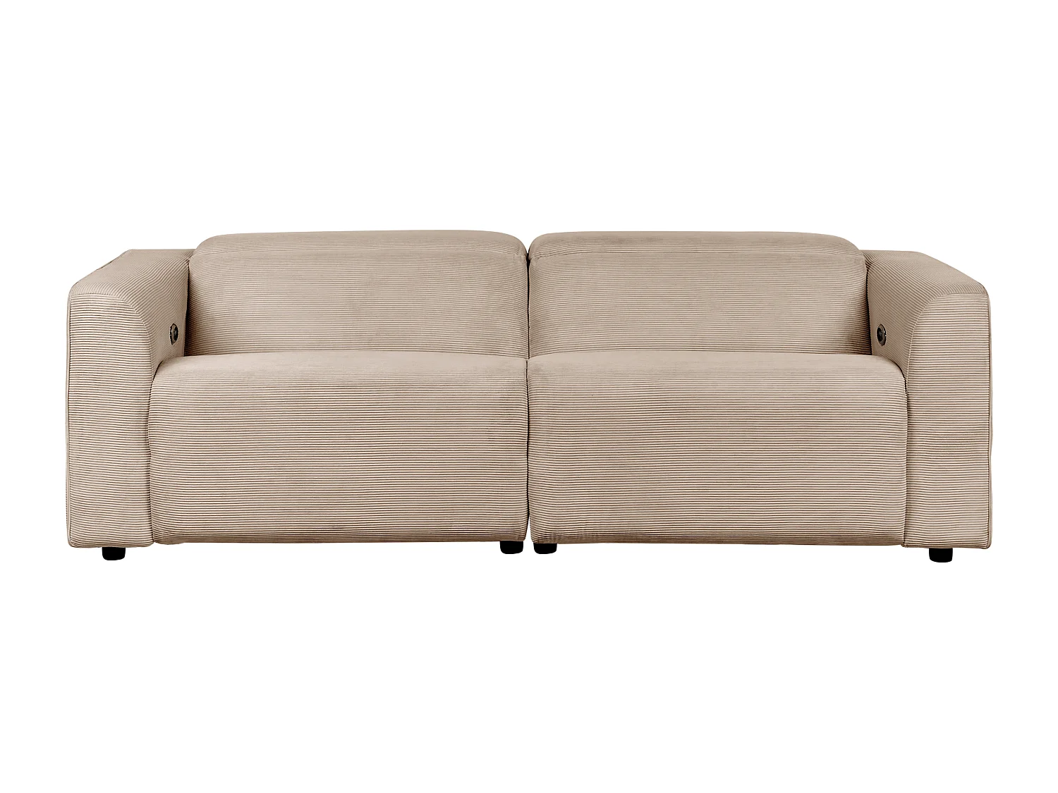 Canapé relax électrique 2 places ULVEN Velours côtelé Beige sable avec port USB