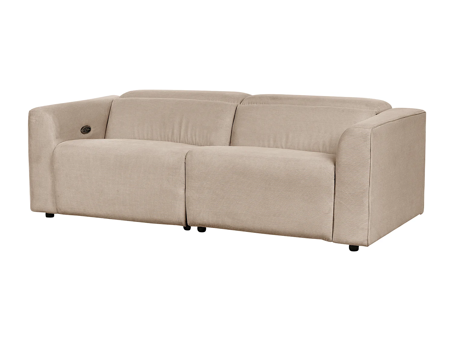 Canapé relax électrique 2 places ULVEN Velours côtelé Beige sable avec port USB