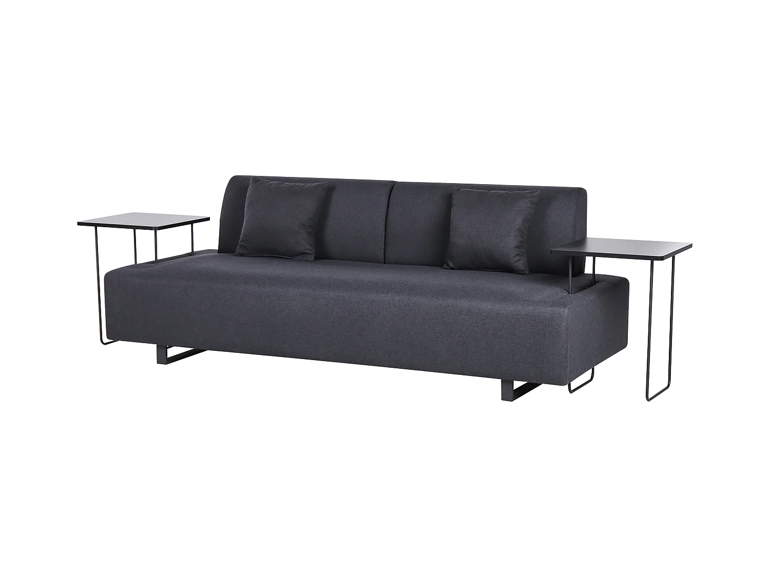 Canapé 3 places SOKNA Tissu Noir avec tables