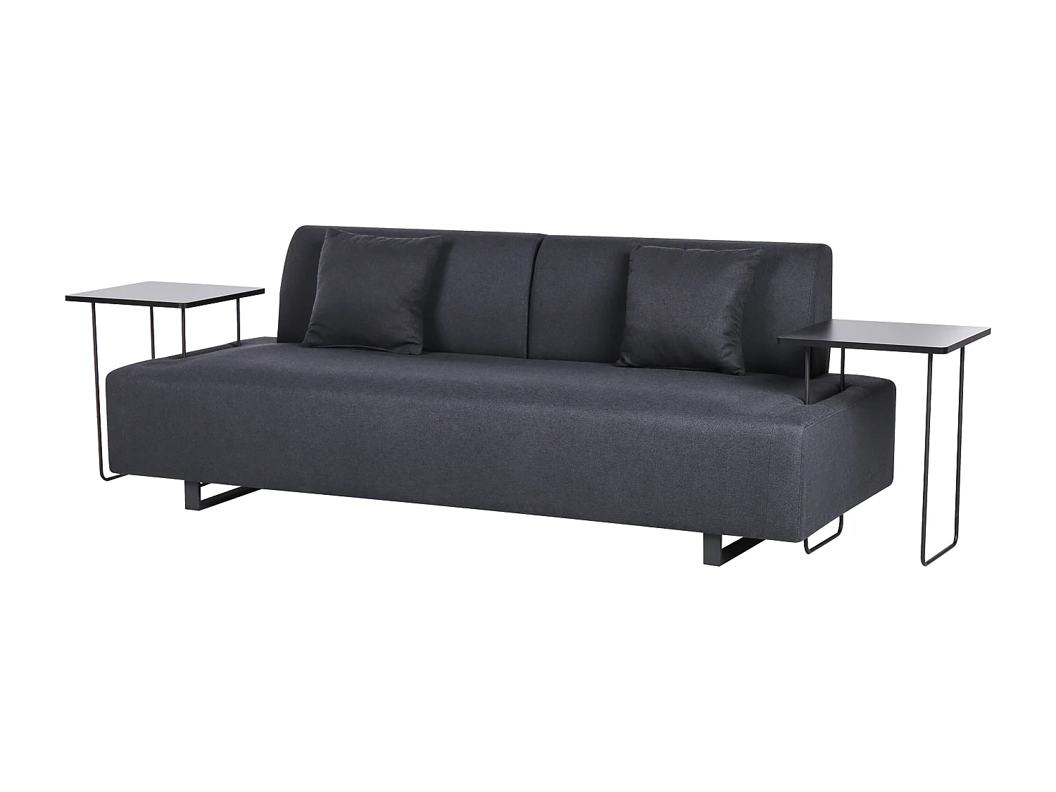 Canapé 3 places SOKNA Tissu Noir avec tables