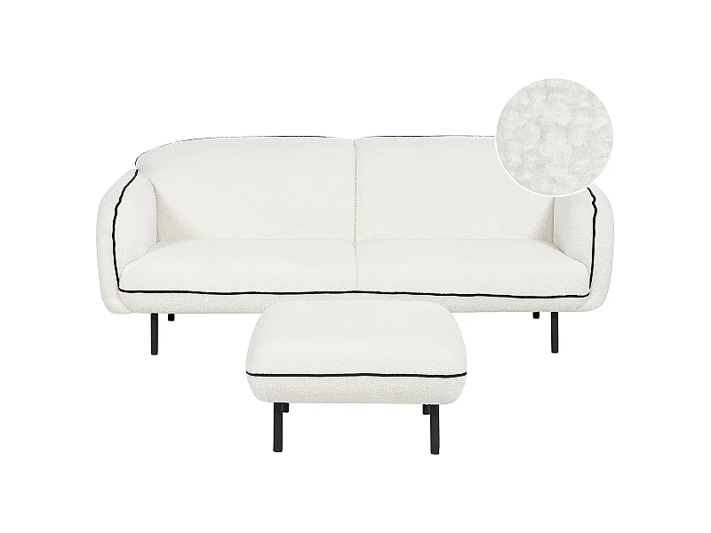 Sofa TONSBERG Boucle Biały z otomaną dla 3 osób