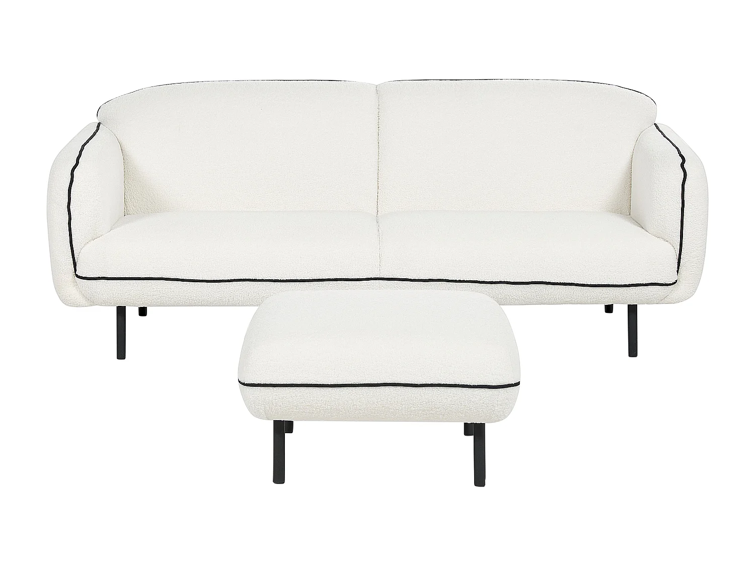 Sofá TONSBERG Bouclé Branco com repousa-pés 3 lugares