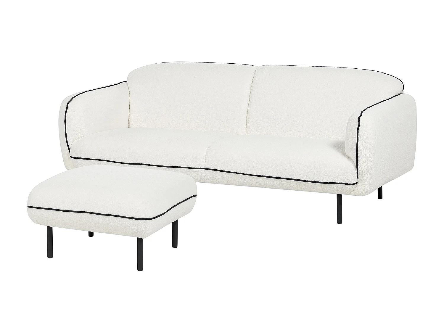 Sofá TONSBERG Bouclé Branco com repousa-pés 3 lugares