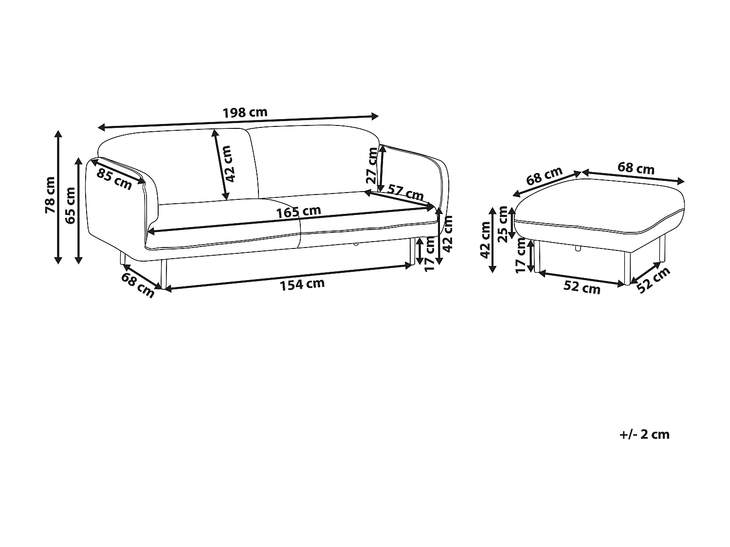 Canapé 3 places TONSBERG Bouclé Blanc avec ottoman