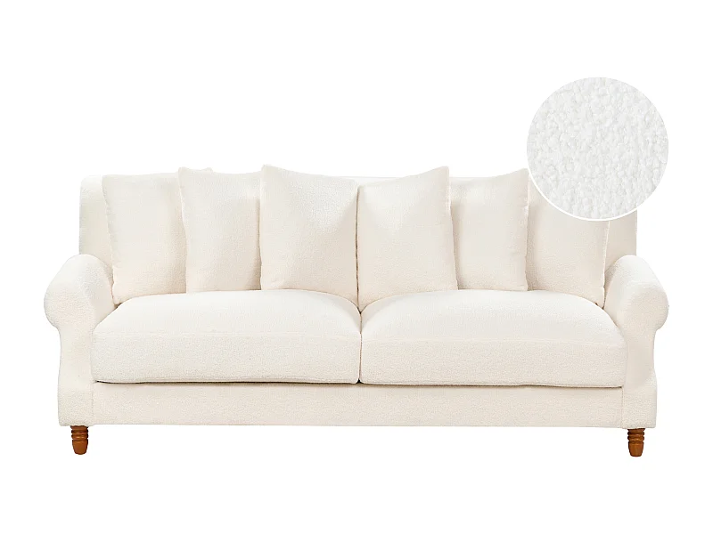 Sofa EIKE Bouclé Weiss 3-Sitzer
