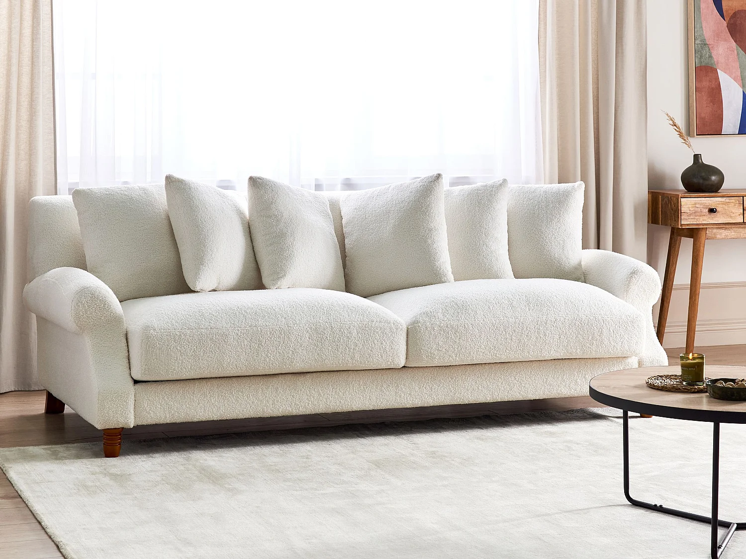 Canapé 3 places EIKE Bouclé Blanc