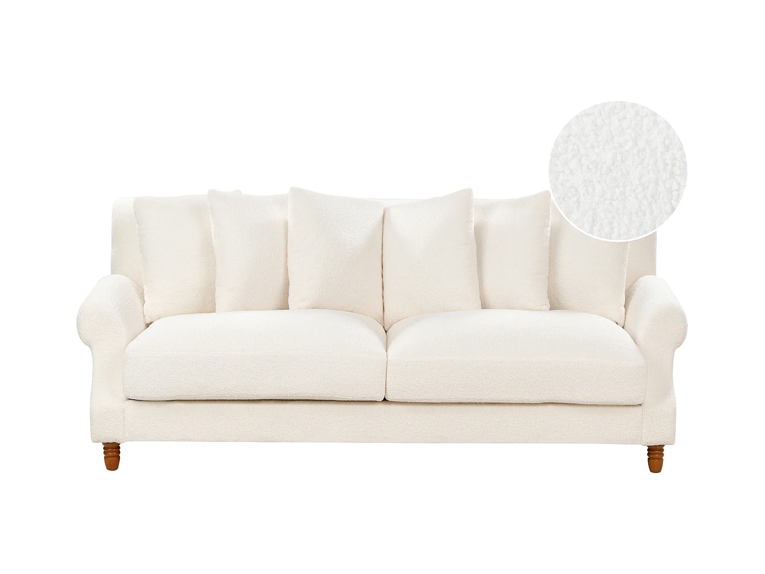 Sofa EIKE Bouclé Weiss 3-Sitzer