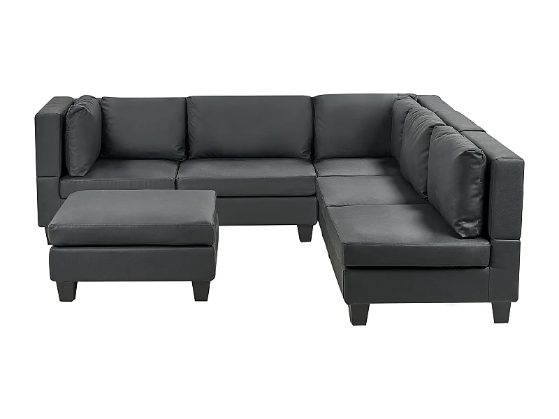 Canapé d'angle modulable 5 places UNSTAD Cuir PU Noir Côté droite