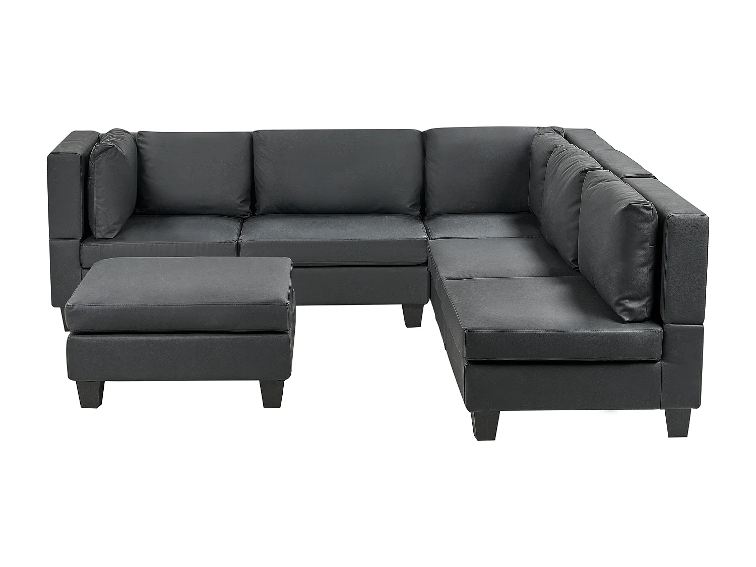 Canapé d'angle modulable 5 places UNSTAD Cuir PU Noir Côté droite