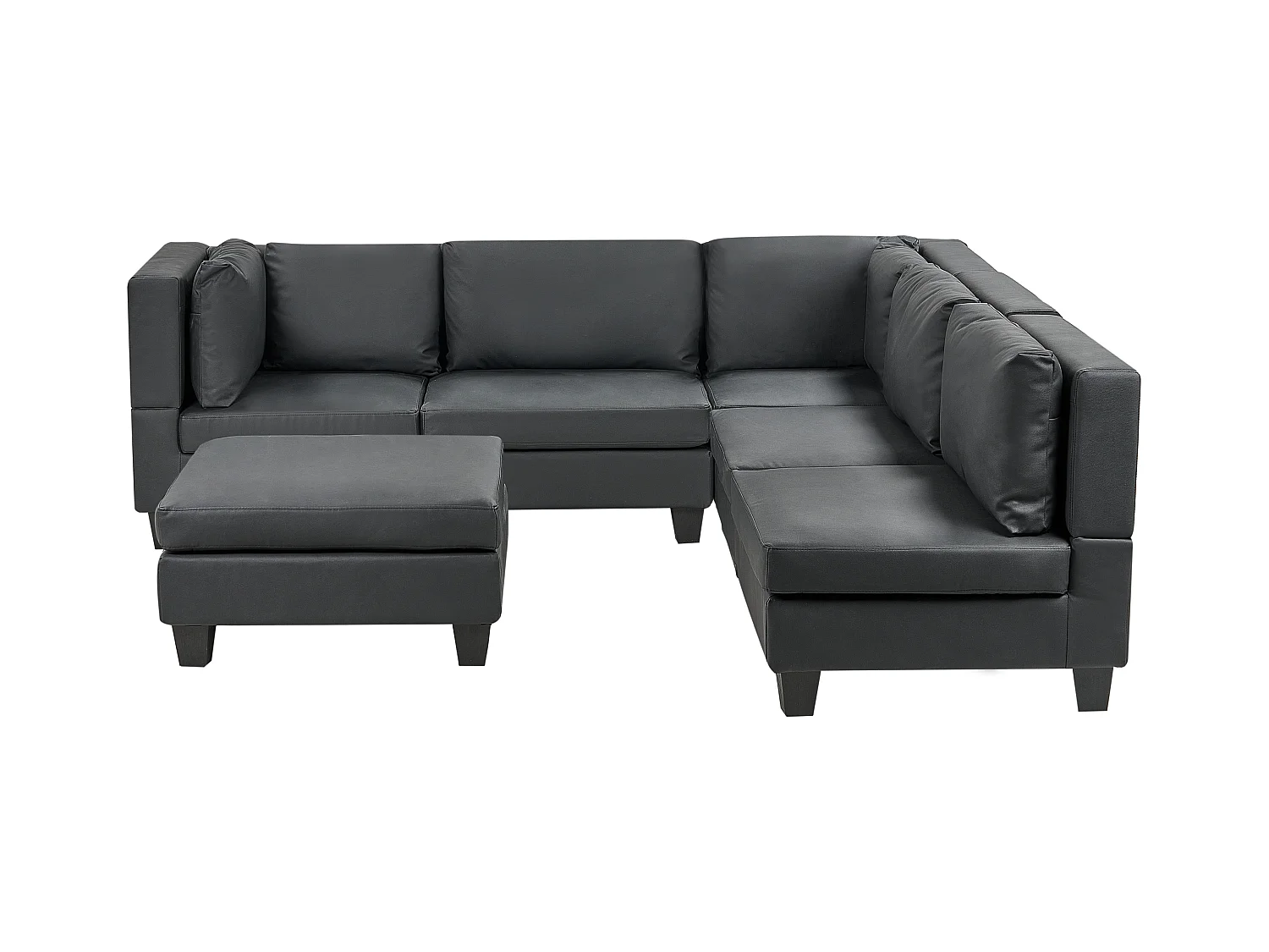 Canapé d'angle modulable 5 places UNSTAD Cuir PU Noir Côté droite